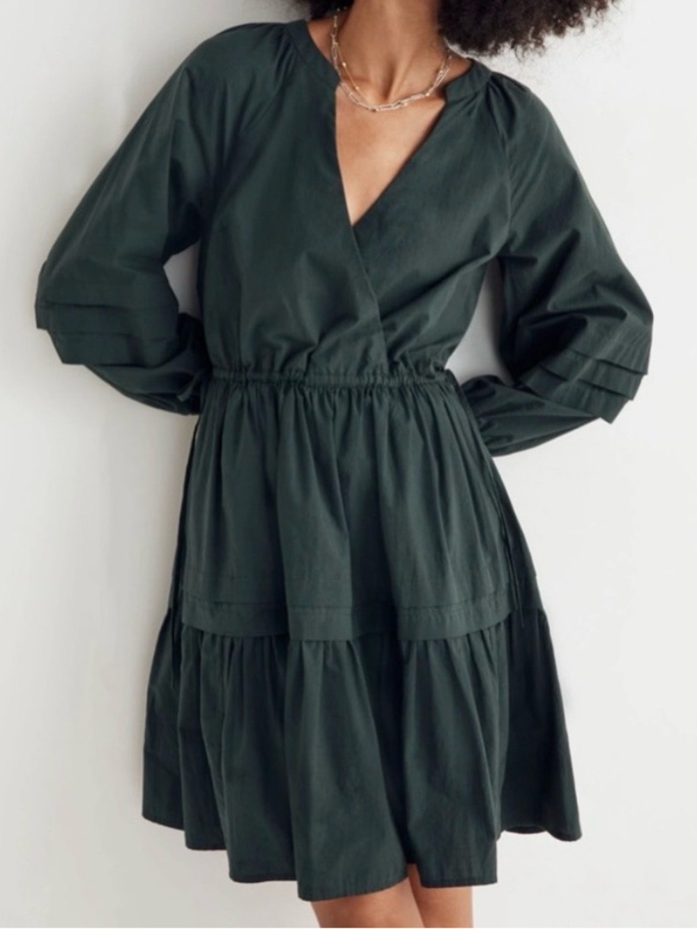 NWT Madewell Crinkle Poplin Faux Wrap Dress